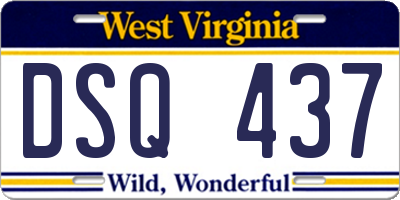 WV license plate DSQ437