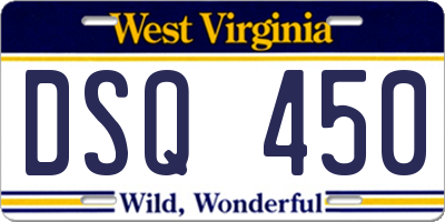 WV license plate DSQ450