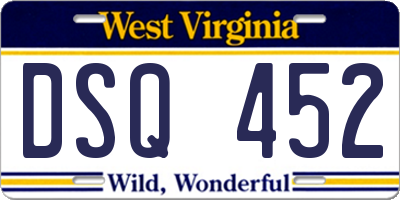 WV license plate DSQ452