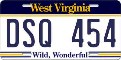 WV license plate DSQ454