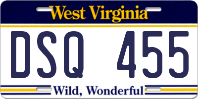 WV license plate DSQ455