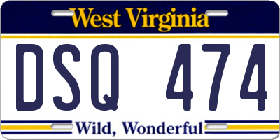 WV license plate DSQ474