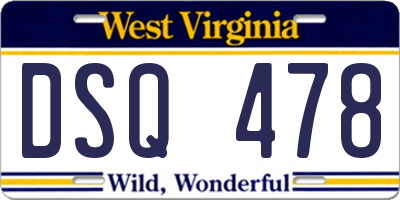 WV license plate DSQ478