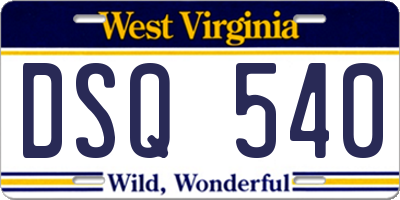WV license plate DSQ540