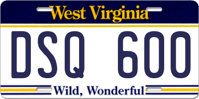 WV license plate DSQ600