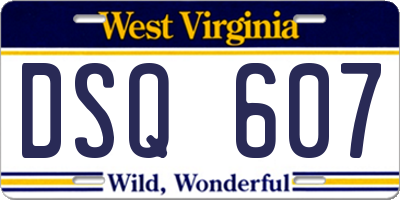 WV license plate DSQ607