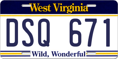 WV license plate DSQ671