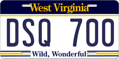 WV license plate DSQ700