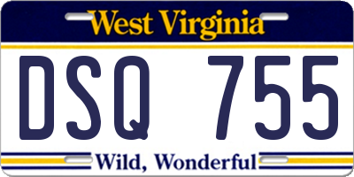 WV license plate DSQ755