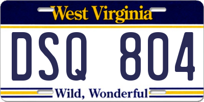 WV license plate DSQ804