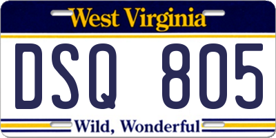 WV license plate DSQ805