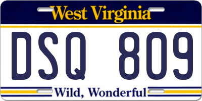 WV license plate DSQ809