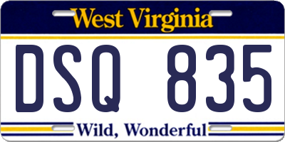 WV license plate DSQ835