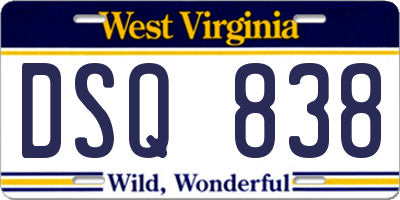WV license plate DSQ838