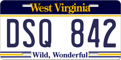 WV license plate DSQ842