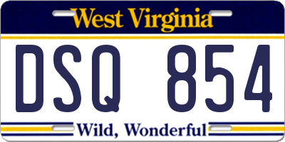 WV license plate DSQ854