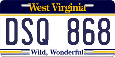 WV license plate DSQ868