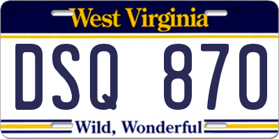 WV license plate DSQ870