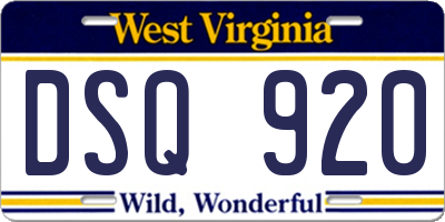 WV license plate DSQ920