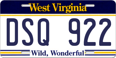 WV license plate DSQ922