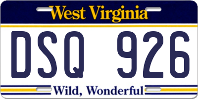 WV license plate DSQ926