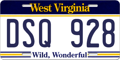 WV license plate DSQ928