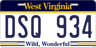 WV license plate DSQ934