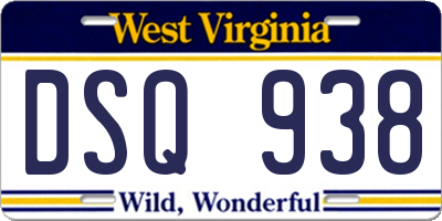 WV license plate DSQ938