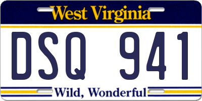 WV license plate DSQ941