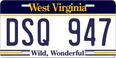 WV license plate DSQ947