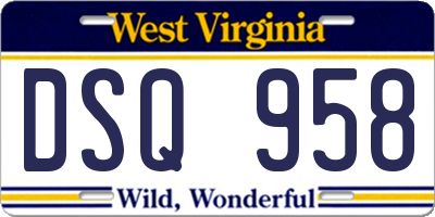 WV license plate DSQ958