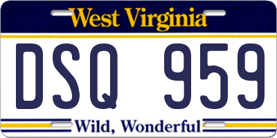 WV license plate DSQ959