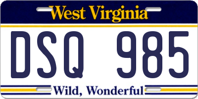 WV license plate DSQ985