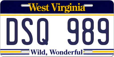 WV license plate DSQ989