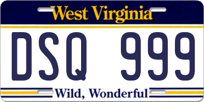 WV license plate DSQ999