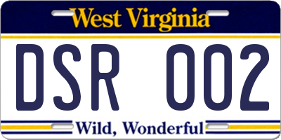 WV license plate DSR002
