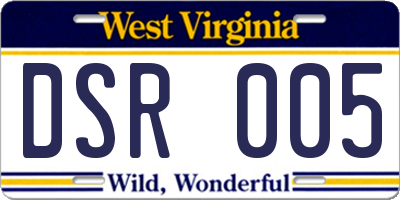 WV license plate DSR005