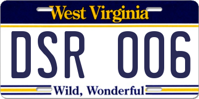 WV license plate DSR006