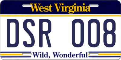 WV license plate DSR008