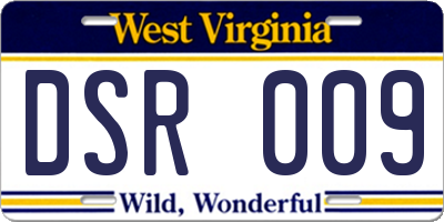 WV license plate DSR009