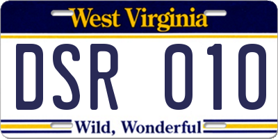 WV license plate DSR010