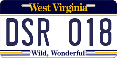 WV license plate DSR018