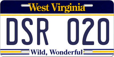 WV license plate DSR020