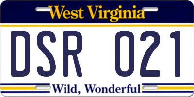 WV license plate DSR021