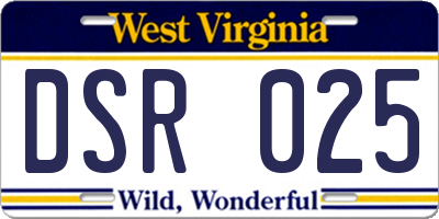 WV license plate DSR025