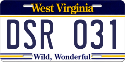 WV license plate DSR031