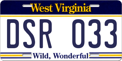 WV license plate DSR033
