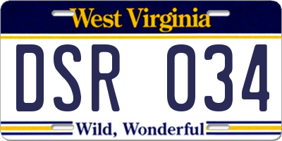 WV license plate DSR034