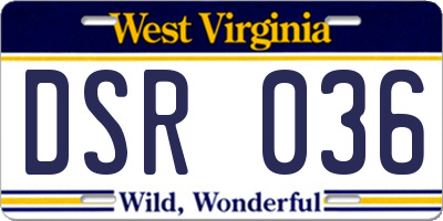 WV license plate DSR036