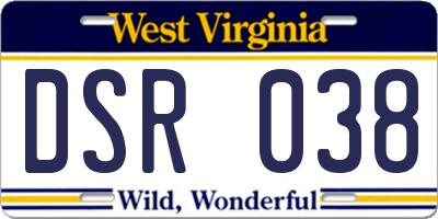 WV license plate DSR038